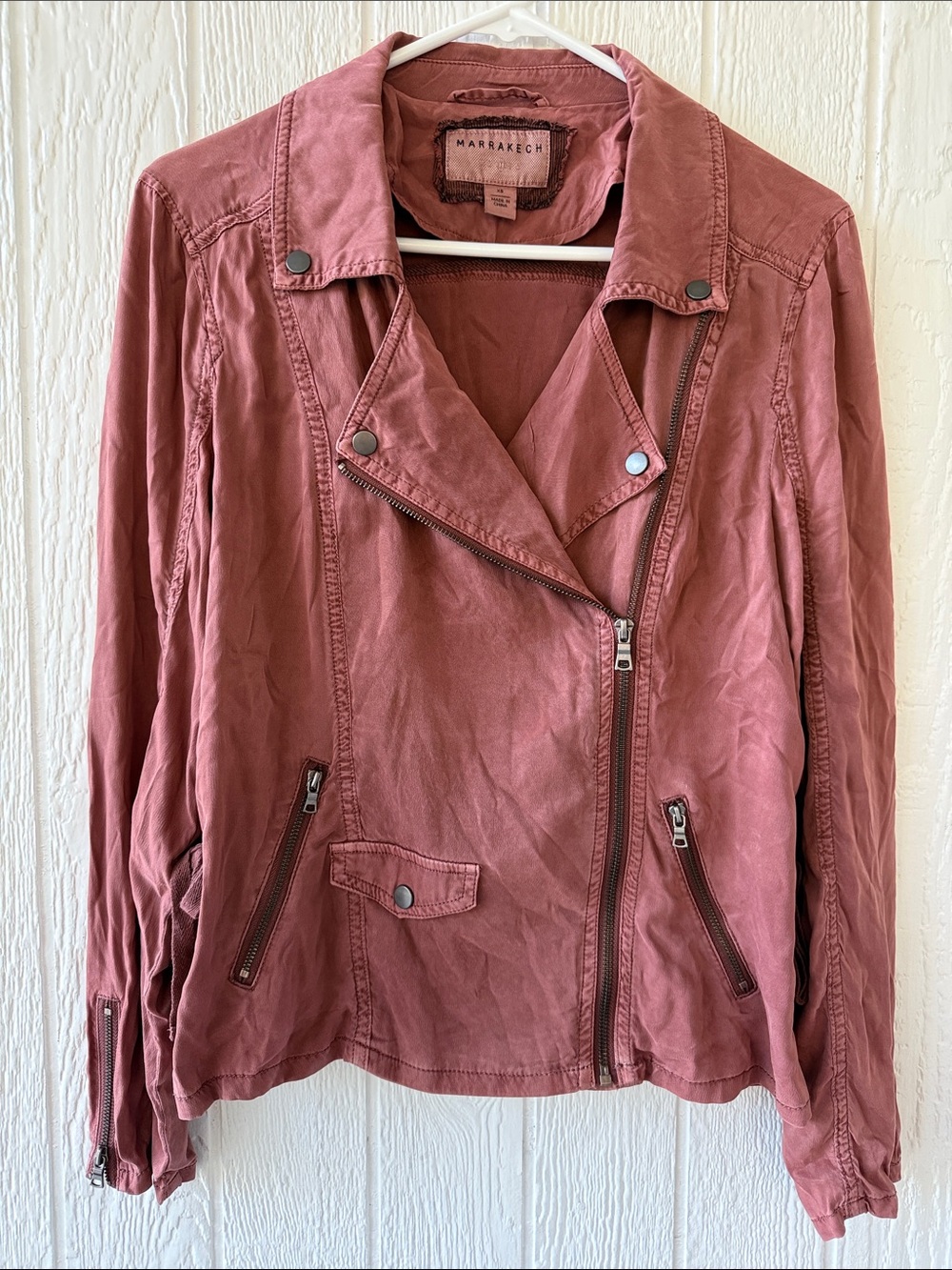Anthropologie Marrakech Womens Dusty Rose Moto Biker Jacket sz XS